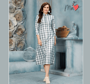 Women White Checked Dress