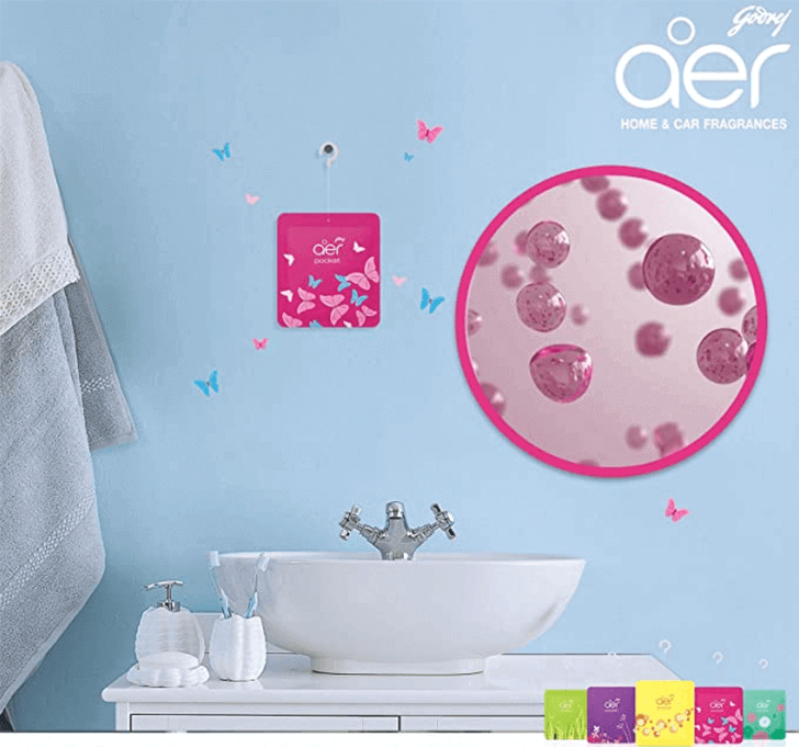 Godrej Aer Pocket, Bathroom Air Fragrance - Petal Crush Pink (10g)