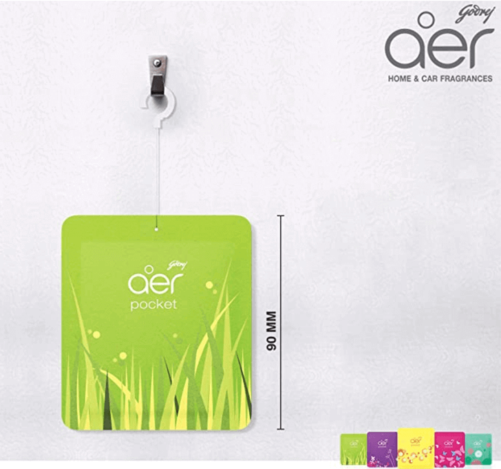 Godrej Aer Pocket, Bathroom Air Fragrance - Fresh Lush Green (10g)