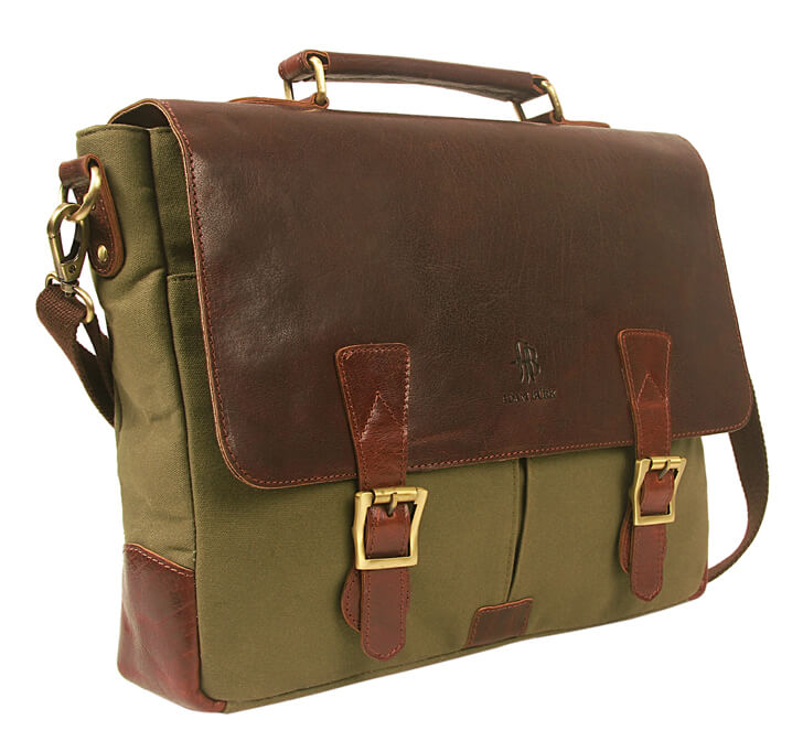 Buy ADAM BURK Deno Canvas Portfolio Leather Bag