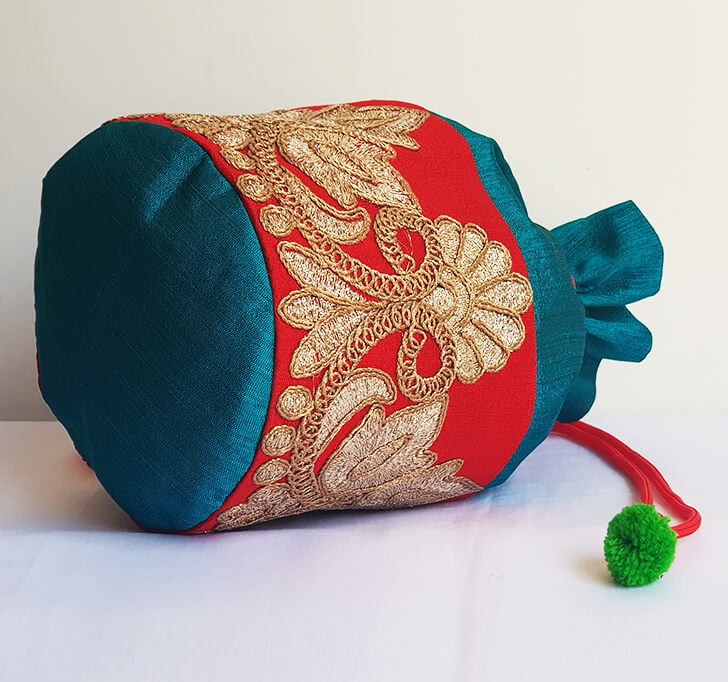 Red Mehndi Green Hand Crafted Potli