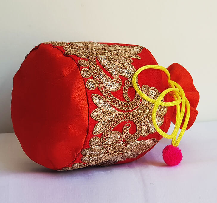 Red Orange Hand Crafted Potli