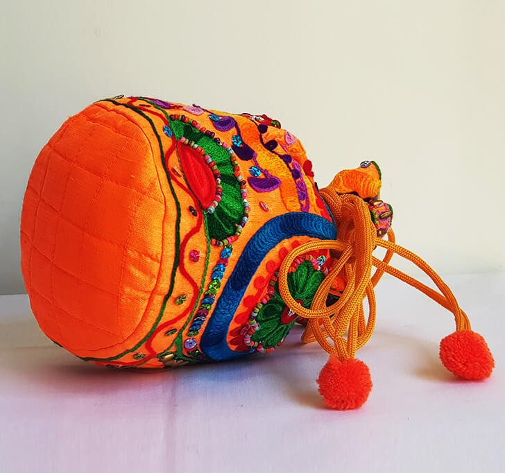 Orange Hand Crafted Potli