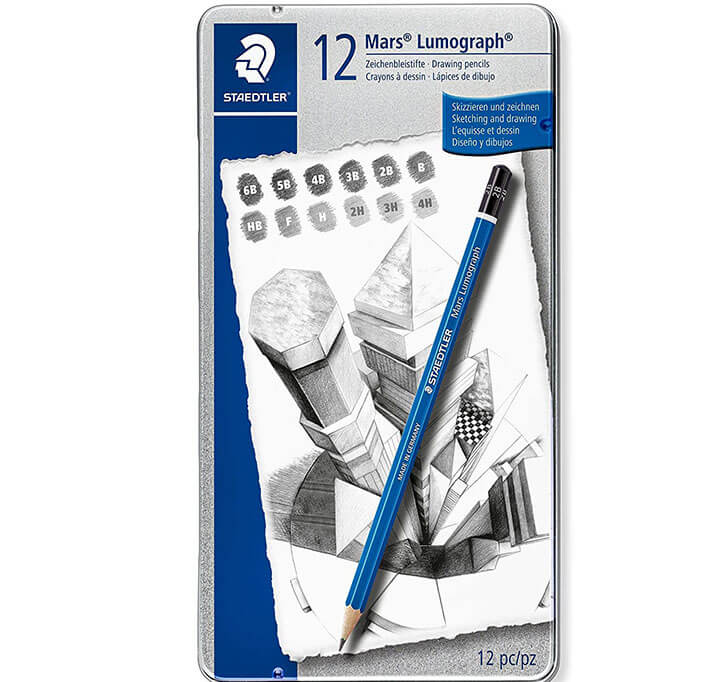 Lumograph Staedtler Graphite Drawing & Sketching Pencils, Soft Set Of 12 Degrees (100G12S)