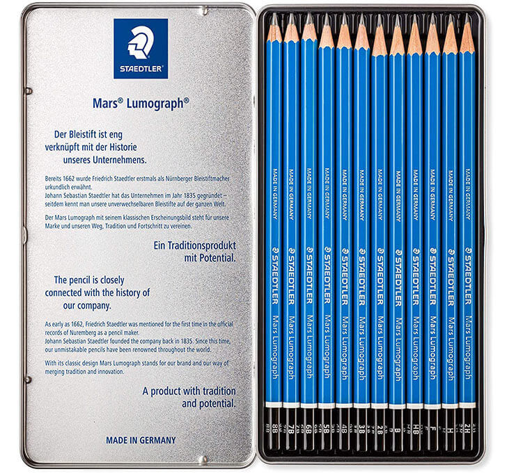 Staedtler Mars Lumograph Drawing Pencil For Design And Drafting - Pack Of 12