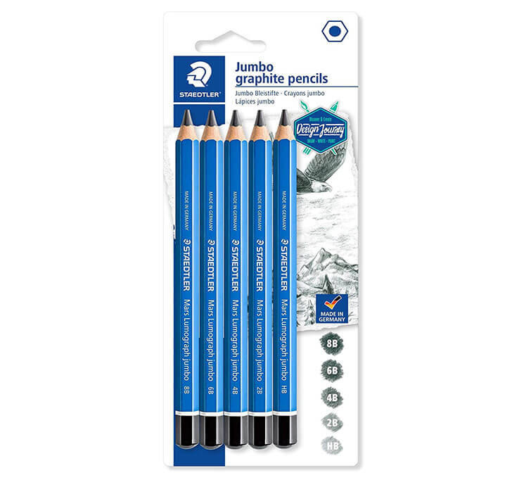 Buy Staedtler Mars Lumograph Jumbo Degree Blister Pencil Of 5 Degrees - HB, 3B, 4B, 6B & 8B (Pack Of 5)