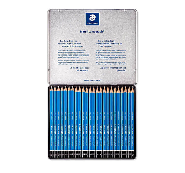 Staedtler Mars Lumograph Degree Pencil Set In 24 Degrees From 10H To 12B (Pack Of 24)