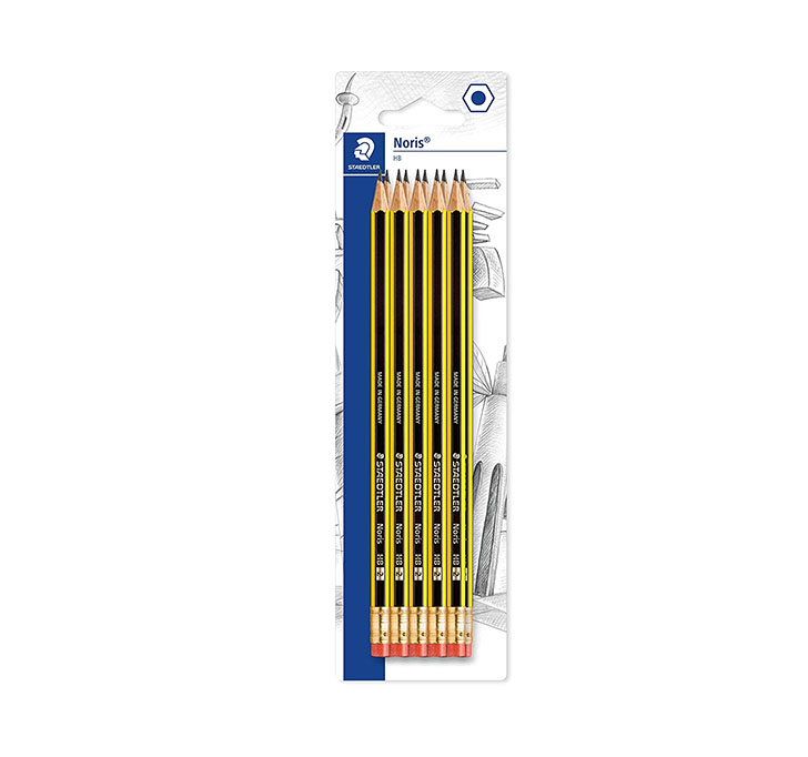 Buy STAEDTLER 122-2 BK10 Noris HB Pencil With Eraser Tip, Double Stacked, Pack Of 10