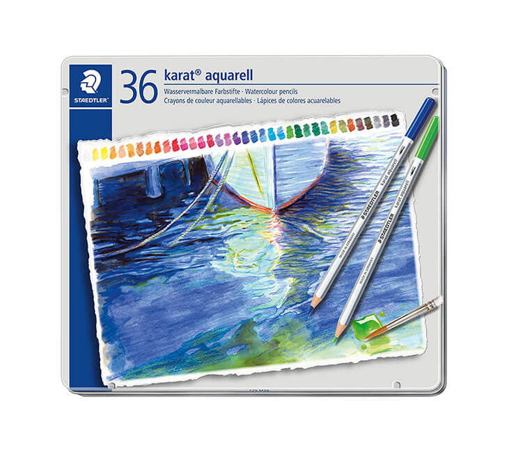 Buy Staedtler Karat Aquarell Premium Watercolor Pencils, Set Of 36 Colors In Metal Box (125M36)