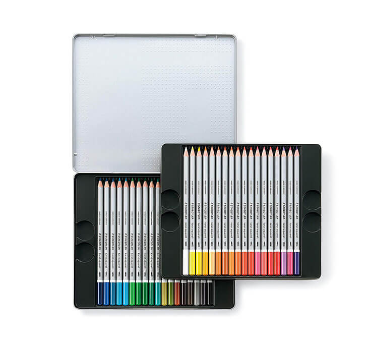 Staedtler Karat Aquarell Premium Watercolor Pencils, Set Of 36 Colors In Metal Box (125M36)