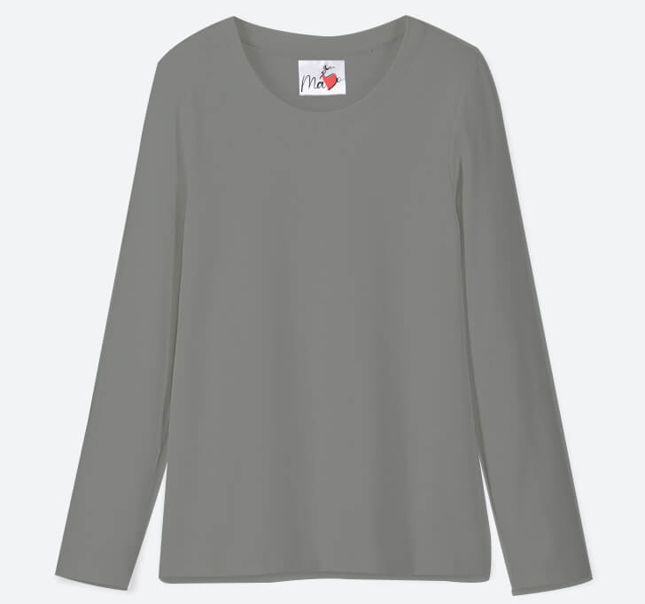 Buy MaYo Full Sleeve Girl T-Shirt (Light Grey Color) 100% Cotton