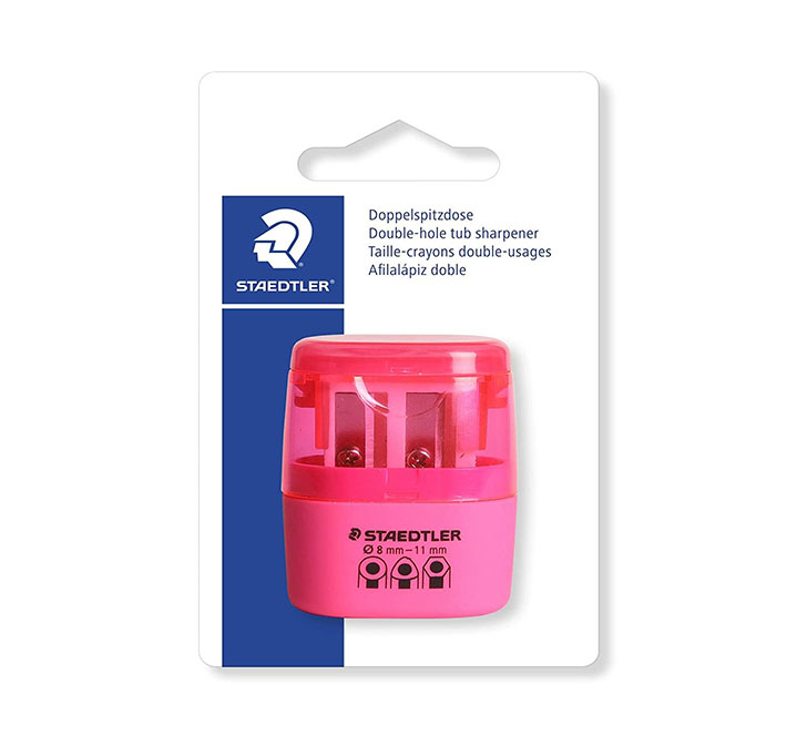 Buy Staedtler Double Hole Tub Sharpeners In Neon Colours (Pink) In Blister Packing