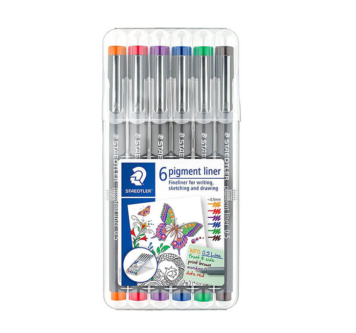 Buy Staedtler Coloured 0.5mm Pigment Liner Pens Set - Pack Of 6