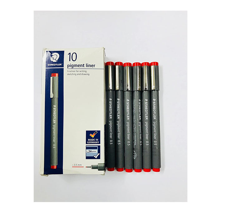 Buy Staedtler 308 03-2 BK1 Pigment Liner Pen Set - Pack Of 1 (Red)