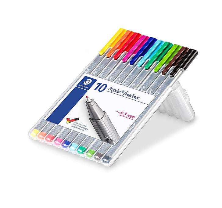 Staedtler 334 SB10 Triplus Fineliner Tip Pen In Staedtler Box - Pack Of 10 (Multicolor)