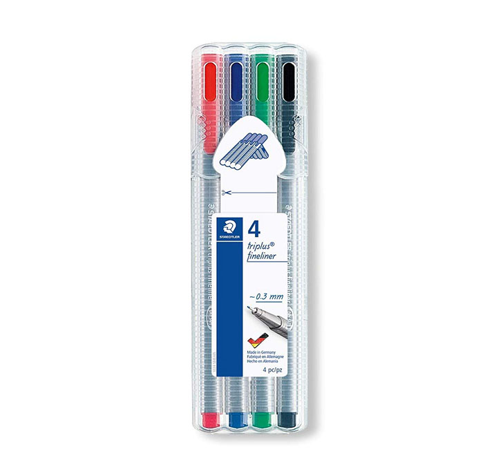 Buy Staedtler 334 SB4 Triplus Fineliner Pen - Pack Of 4 (Multicolor)