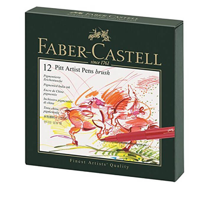 Buy Faber-Castell 12 Pitt Artist Pens Brush Assorted Set Studio Box Of 12 Colours.