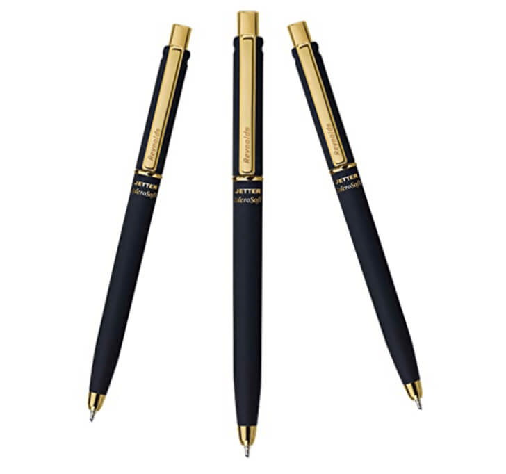 Buy Reynolds Jetter AeroSoft 0.7mm Fine Point Gold Ball Pens - Pack Of 5 (Blue)
