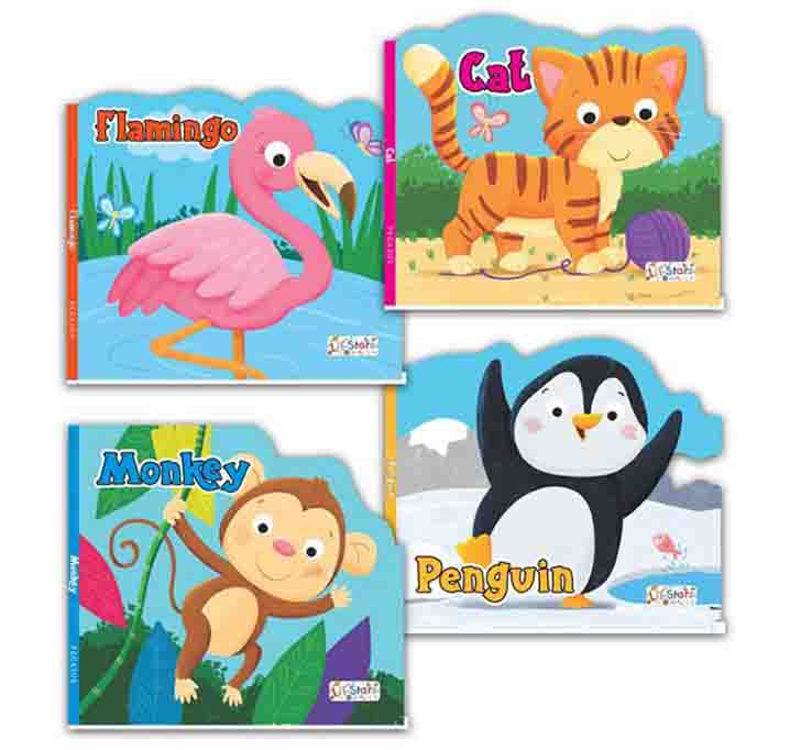 Buy Set Of 4 Lovely Animal Shaped Board Books (Cat, Monkey, Flamingo & Pengiun