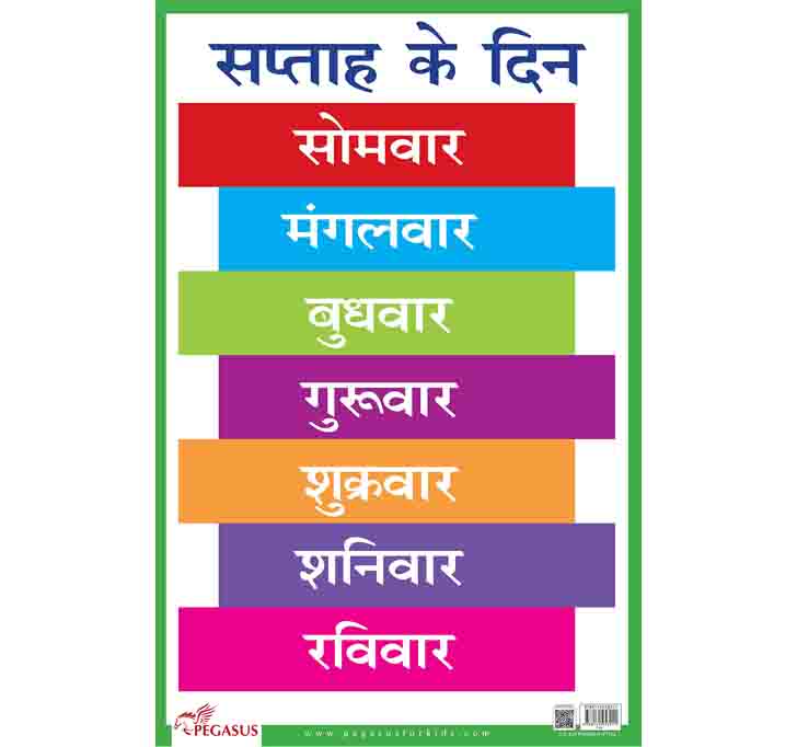 Buy Saptah Ke Din Hindi Weekdays - Thick Laminated Primary Chart Wall Chart – 1 January 2018