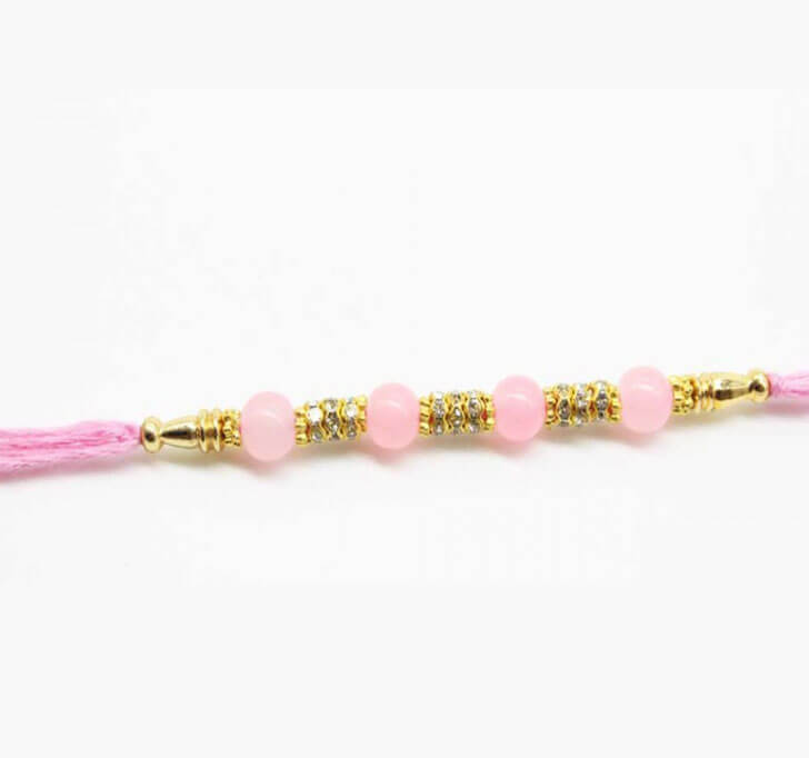 Designer Pink Pearl Beads Bhaiya Rakhi