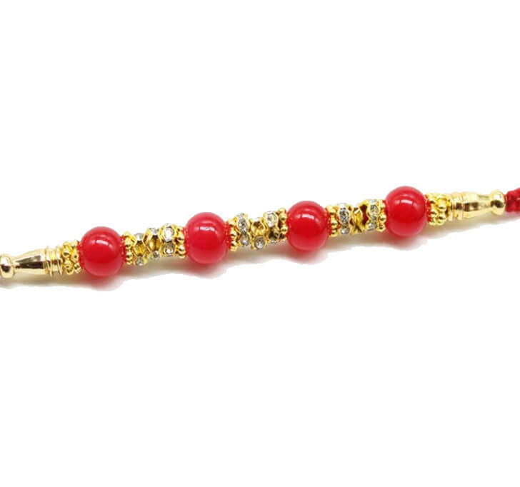 Buy Designer Red Pearl Beads Bhaiya Rakhi