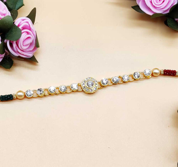 Buy Diamond Stone Bracelet Bhaiya Rakhi