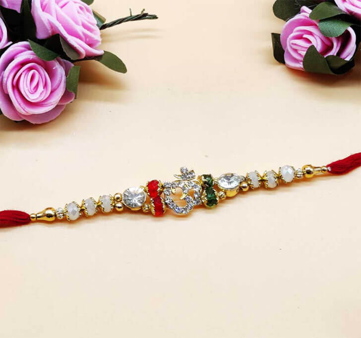 Buy OM Diamond Center Piece Bhaiya Dora Rakhi