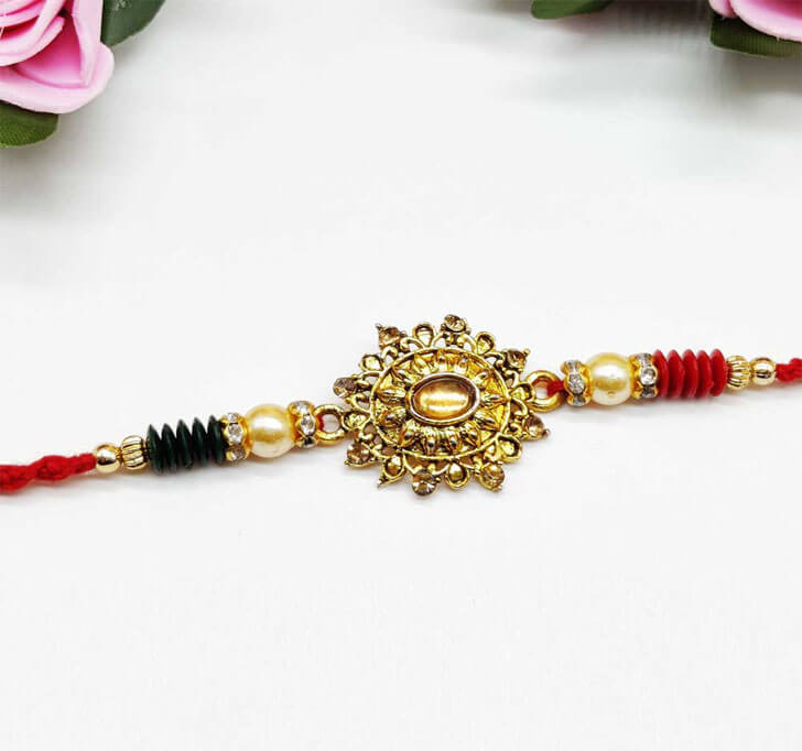 Buy Semi Precious Diamond Center Piece Bhaiya Rakhi