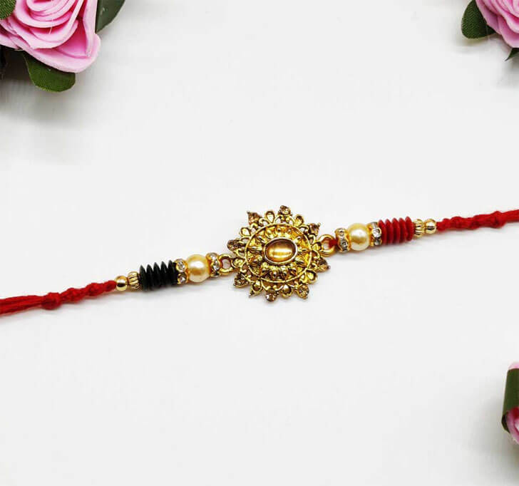 Buy Semi Precious Diamond Center Piece Bhaiya Rakhi