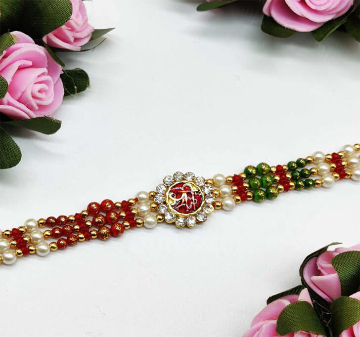 Shree Diamond Stone Center Piece Bhaiya Rakhi