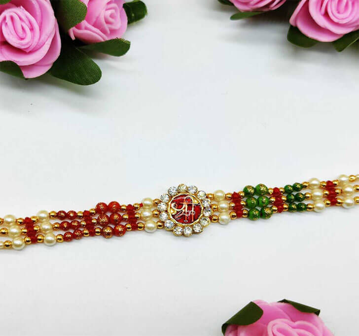 Buy Shree Diamond Stone Center Piece Bhaiya Rakhi