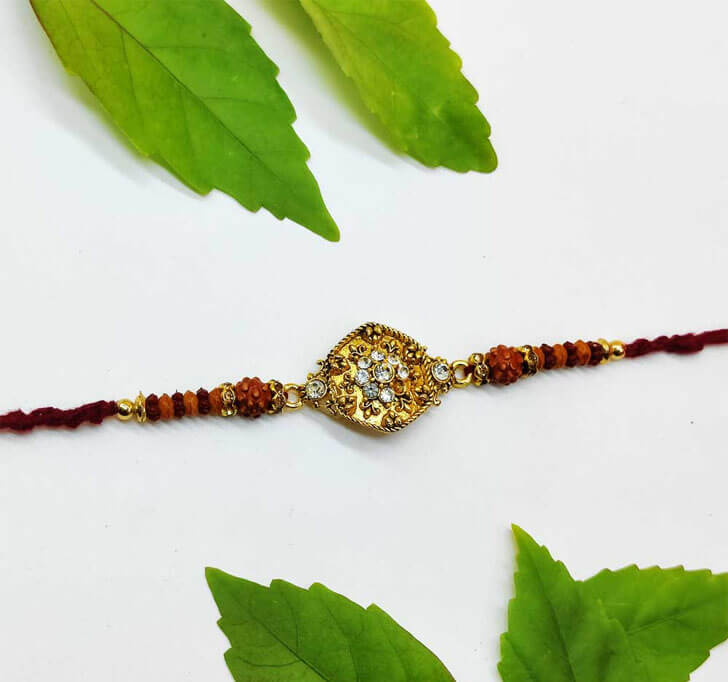 Buy Attractive Diamond Stone Center Piece Bhaiya Rakhi