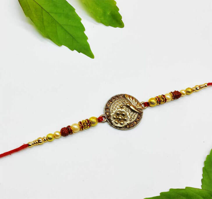 Golden Butterfly Designer Center Piece Bhaiya Rakhi