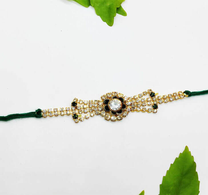 Semi Precious Diamond Stone Bracelet Bhaiya Rakhi