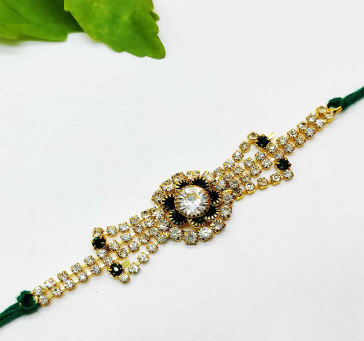 Buy Semi Precious Diamond Stone Bracelet Bhaiya Rakhi