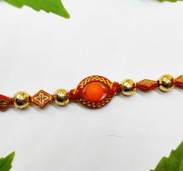 Maroon Artificial Beads Designer Bhaiya Rakhi