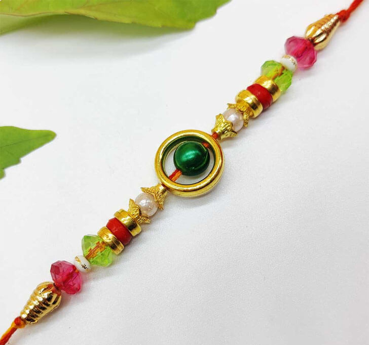 Buy Designer Green Semi Precious Beads Bhaiya Rakhi