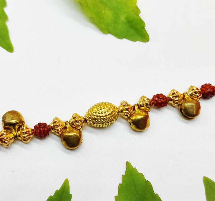 Golden Ghungru Designer Center Piece Bhaiya Rakhi