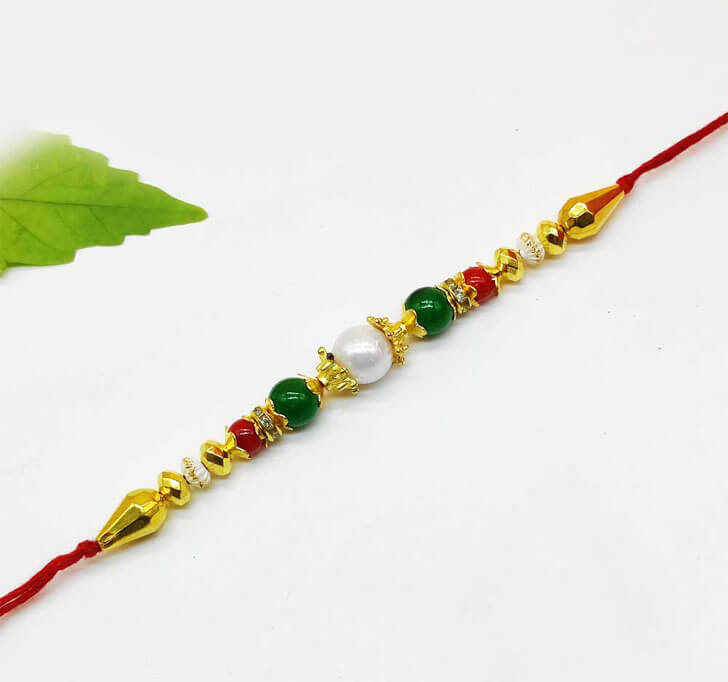 Semi Precious Multicolor Beads Bhaiya Rakhi