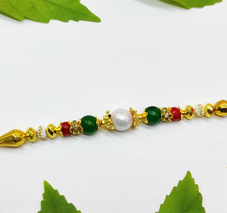 Buy Semi Precious Multicolor Beads Bhaiya Rakhi