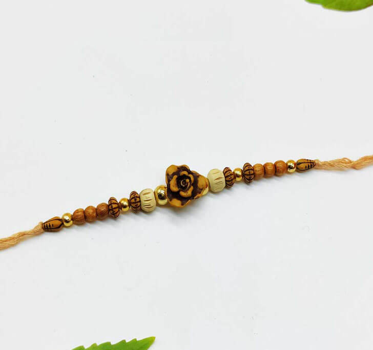 Wooden Beads Center Piece Bhaiya Rakhi