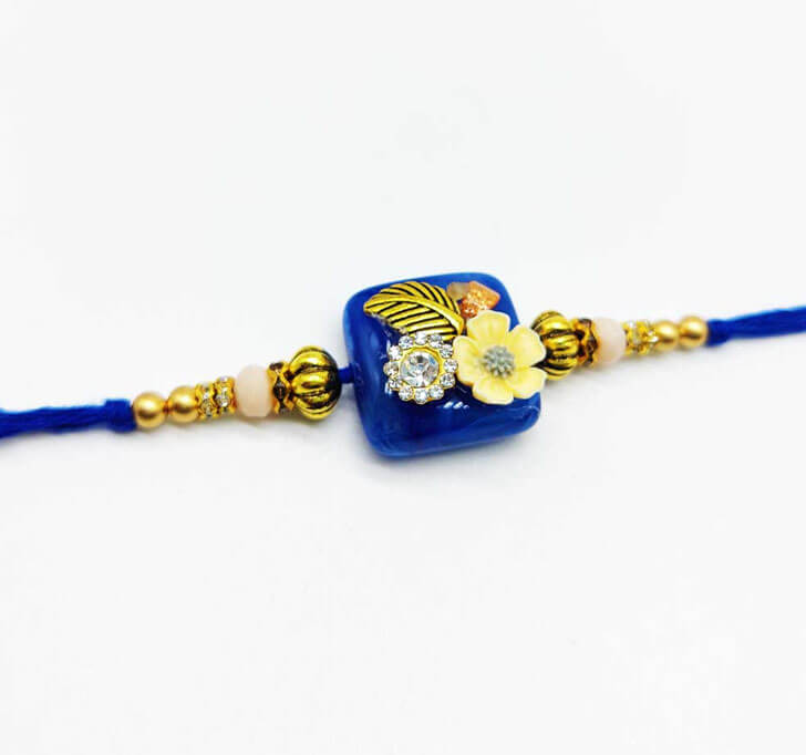 Buy Royal Blue Designer Beads Bhaiya Rakhi