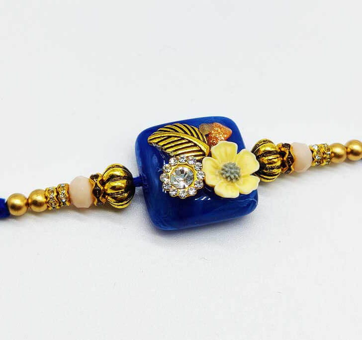 Buy Royal Blue Designer Beads Bhaiya Rakhi