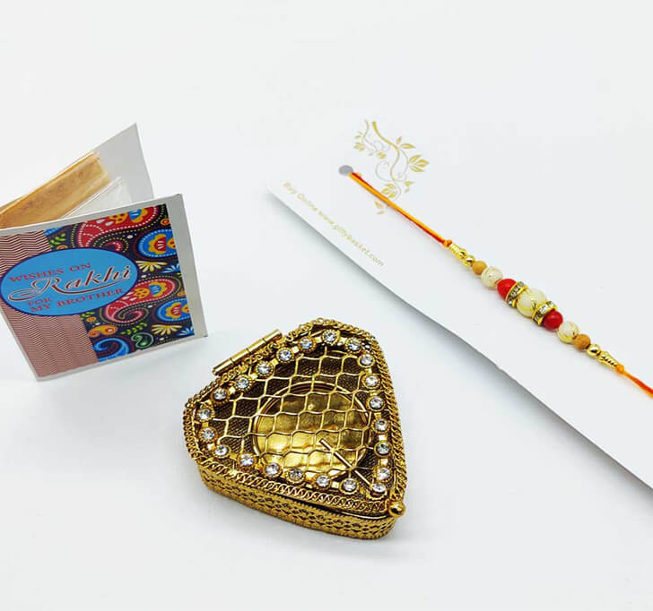 Buy Stunning Golden Diamond Pooja Box