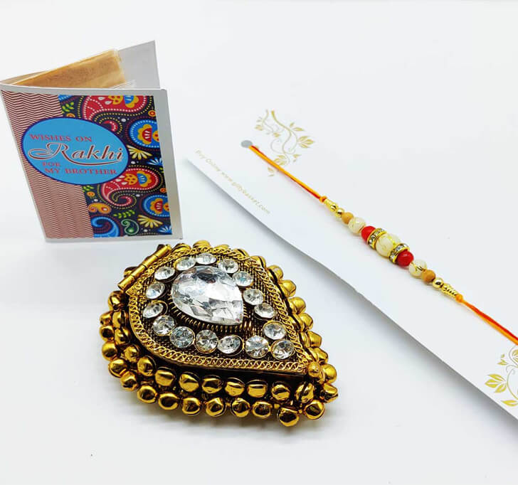 Buy Antique Golden Diamond Ghungroo Pooja Box