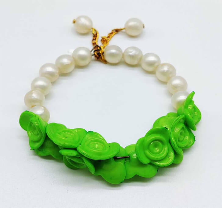 Buy Green Floral White Pearl Beads Kada Rakhi