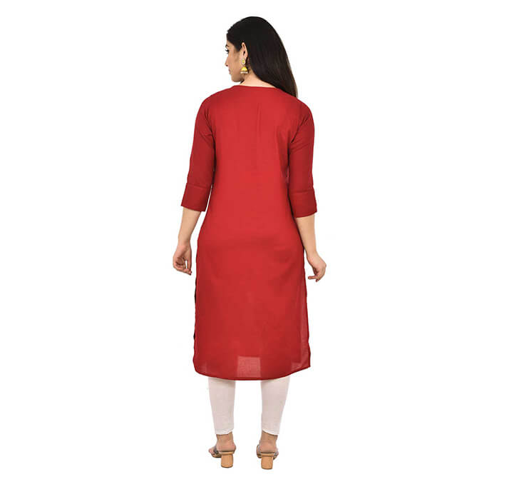 Maroon Neck Kurti (Regular Casual Kurtis For Office, Home)