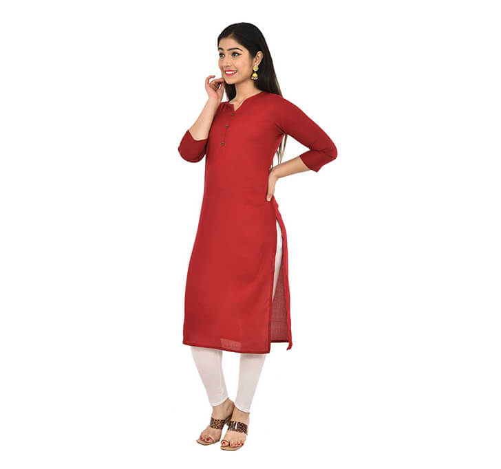 Buy Maroon Neck Kurti (Regular Casual Kurtis For Office, Home)