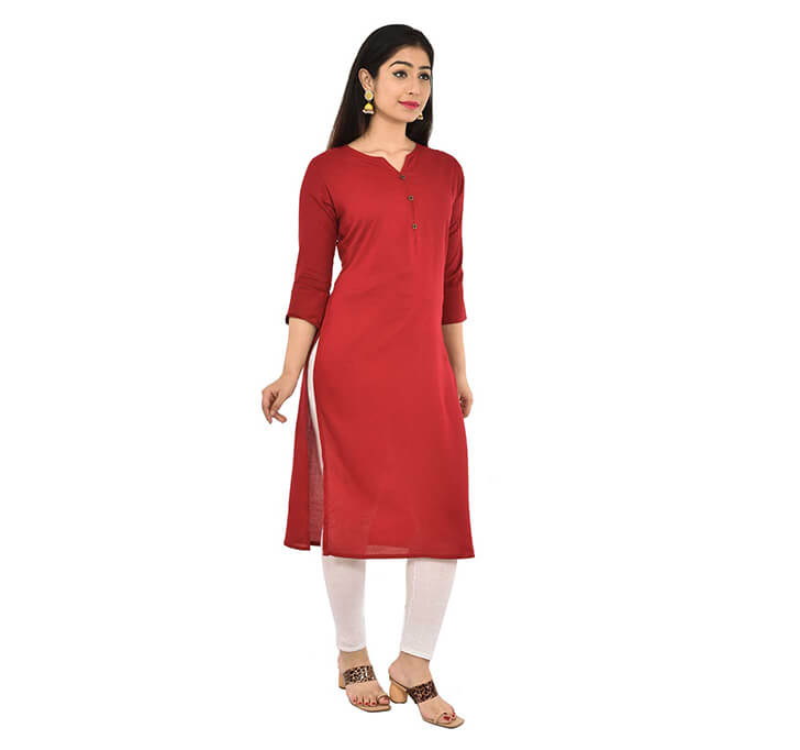 Maroon Neck Kurti (Regular Casual Kurtis For Office, Home)